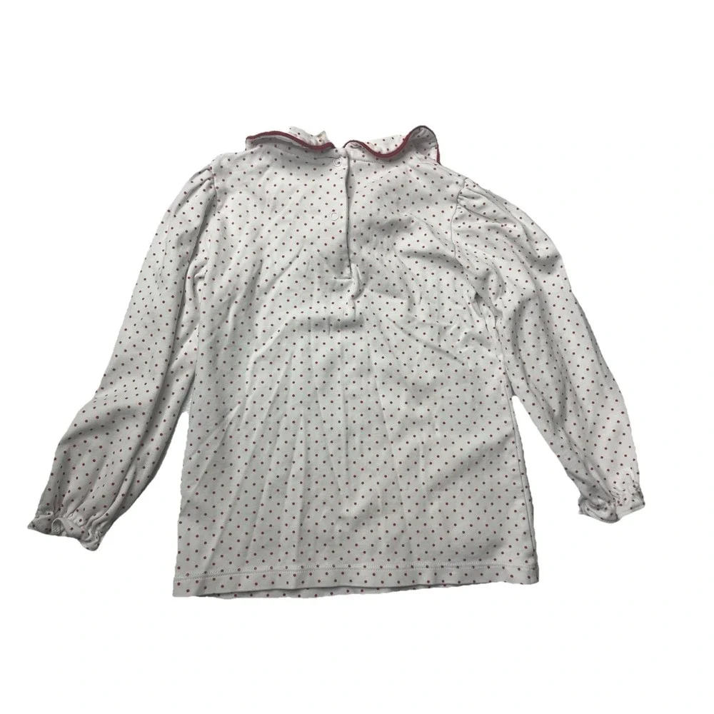 The Beaufort‎ Bonnet Company TBBC White Red Dot Collar Shirt Girls Size 5t